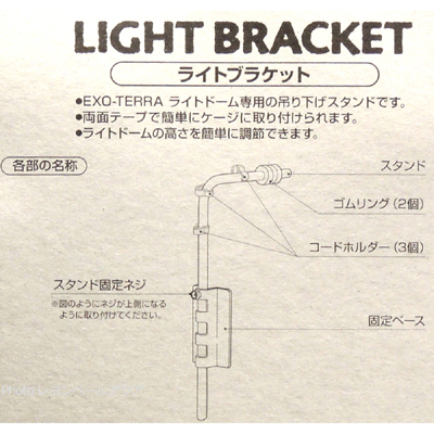 エキゾテラ ライトブラケットの特徴と各部の名称