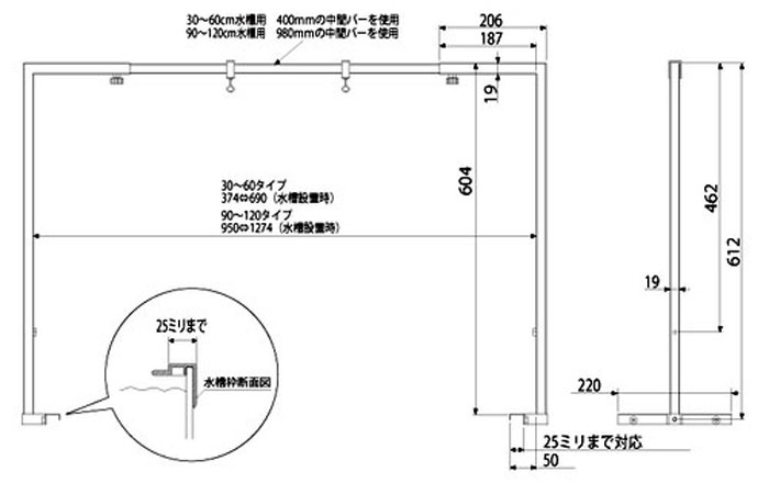 ライトアーム スライド 寸法