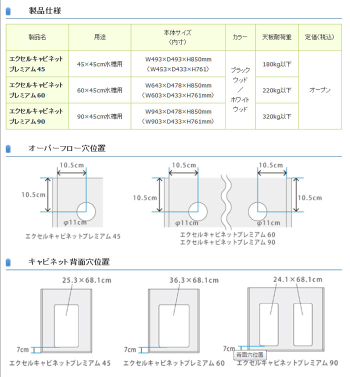 エクセルキャビネット プレミアム 寸法