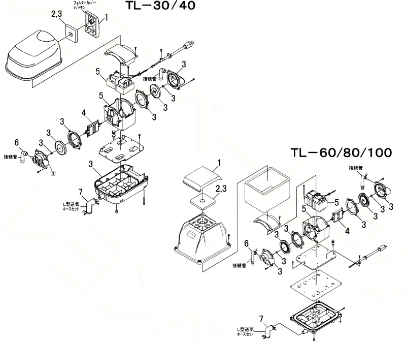 TOHIN ブロワーTL-30/TL-40/TL-60/TL-80/TL-80H/TL-100消耗品パーツ交換部品